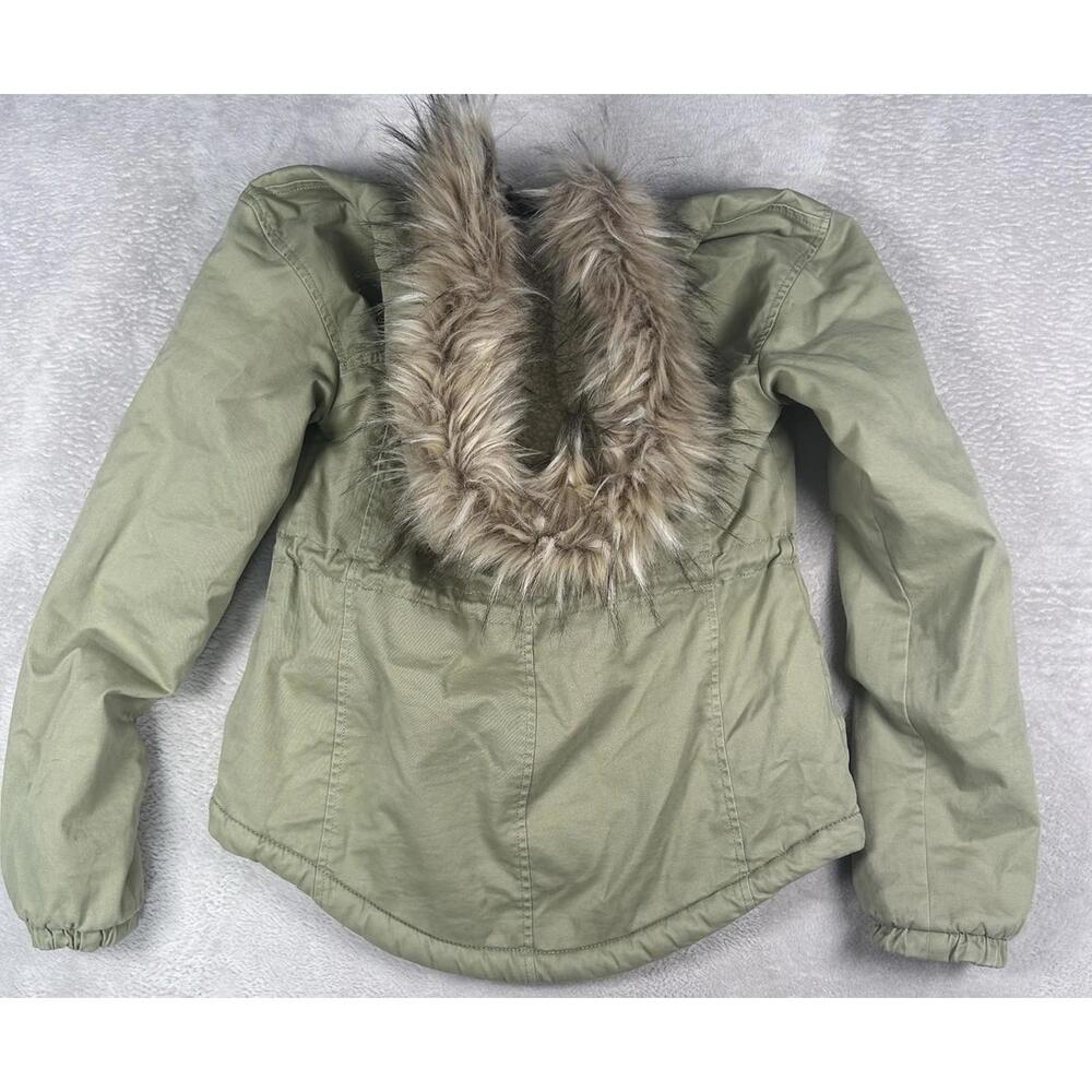 Abercrombie & Fitch Parka Womens XS Green Sherpa Lined Military Coat Y2K Fur - Picture 4 of 9
